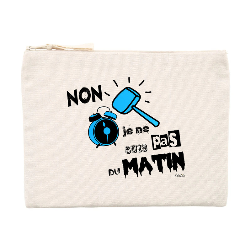 Cadeau anniversaire : Pochette - Je ne suis pas du Matin - 100% Matières Recyclées - Cadeau Personnalisable - Cadeaux-Positifs.com -Unique-Beige-