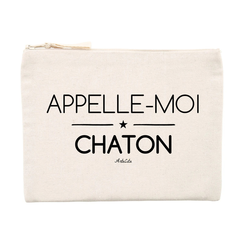 Cadeau anniversaire : Pochette - Appelle-moi Chaton (phrase) - Cadeau Original & Durable - Cadeau Personnalisable - Cadeaux-Positifs.com -Unique-Beige-