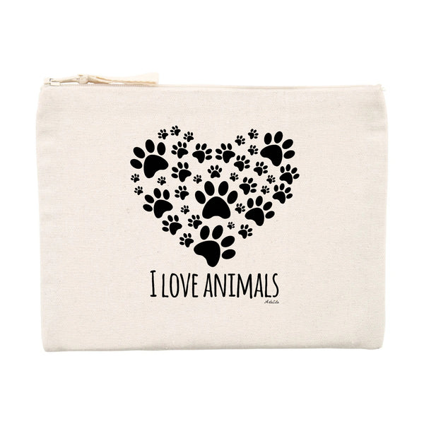 Pochette - I Love Animals - Matières Recyclées - Cadeau Original - Cadeau Personnalisable - Cadeaux-Positifs.com -Unique-Beige-