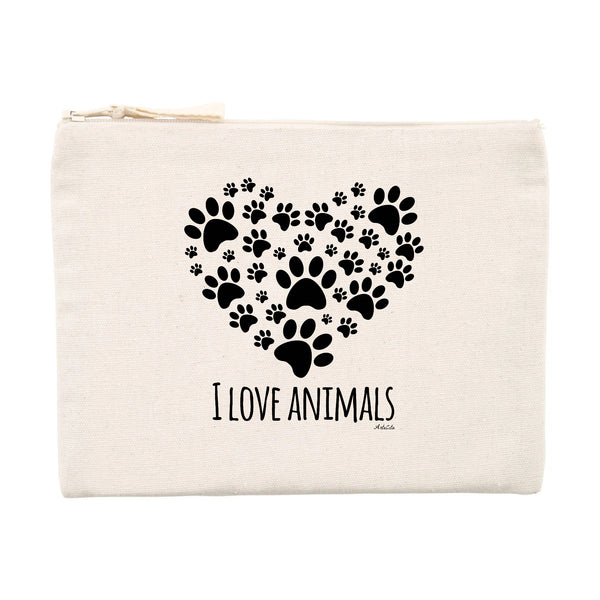 Pochette - I Love Animals - Matières Recyclées - Cadeau Original - Cadeau Personnalisable - Cadeaux-Positifs.com -Unique-Beige-