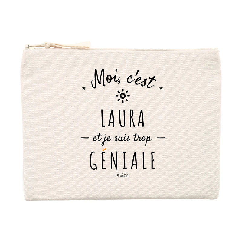 Cadeau anniversaire : Pochette - Laura est trop Géniale - Cadeau éco-responsable - Cadeau Personnalisable - Cadeaux-Positifs.com -Unique-Beige-