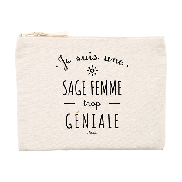 Pochette - Une Sage Femme trop Géniale - Cadeau éco-responsable - Cadeau Personnalisable - Cadeaux-Positifs.com -Unique-Beige-