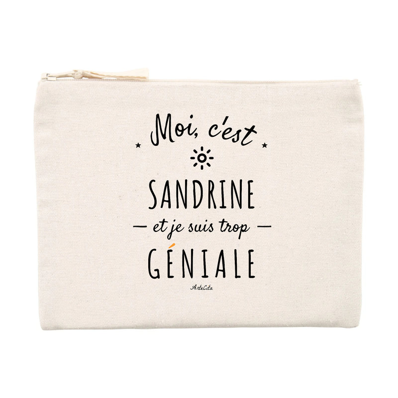Cadeau anniversaire : Pochette - Sandrine est trop Géniale - Cadeau Original & Durable - Cadeau Personnalisable - Cadeaux-Positifs.com -Unique-Beige-