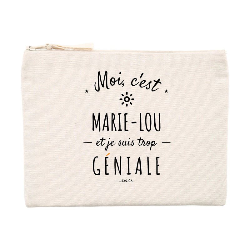 Cadeau anniversaire : Pochette - Marie-Lou est trop Géniale - Cadeau Original & Durable - Cadeau Personnalisable - Cadeaux-Positifs.com -Unique-Beige-