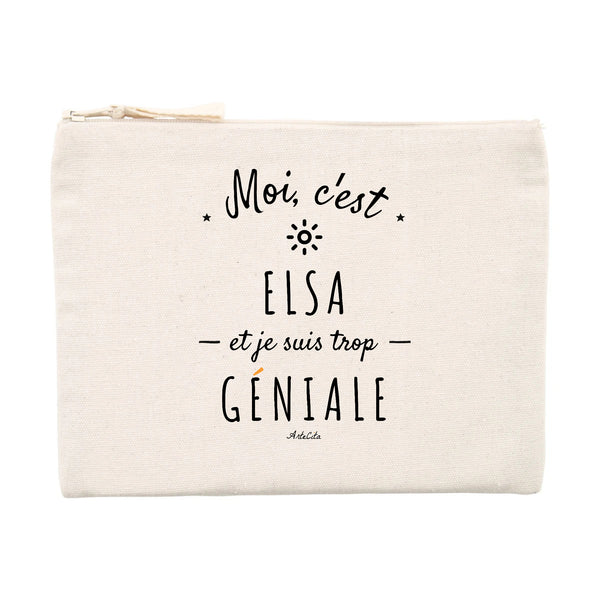 Pochette - Elsa est trop Géniale - Cadeau Durable & Original - Cadeau Personnalisable - Cadeaux-Positifs.com -Unique-Beige-