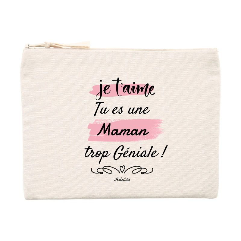 Cadeau anniversaire : Pochette - Maman Je t'aime - Matière recyclées - Cadeau Durable - Cadeau Personnalisable - Cadeaux-Positifs.com -Unique-Beige-