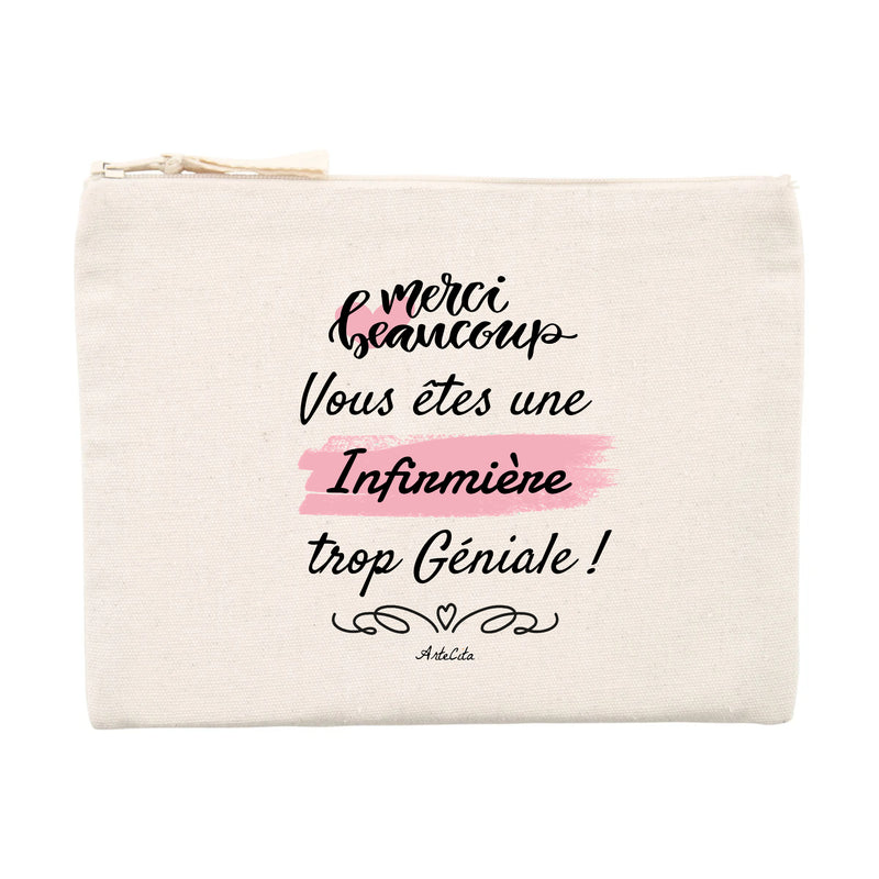 Cadeau anniversaire : Pochette - Merci Infirmière - Matières recyclées - Cadeau Durable - Cadeau Personnalisable - Cadeaux-Positifs.com -Unique-Beige-