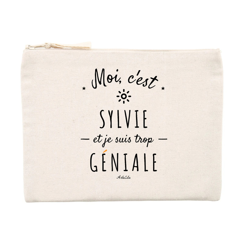 Cadeau anniversaire : Pochette - Sylvie est trop Géniale - Cadeau éco-responsable - Cadeau Personnalisable - Cadeaux-Positifs.com -Unique-Beige-