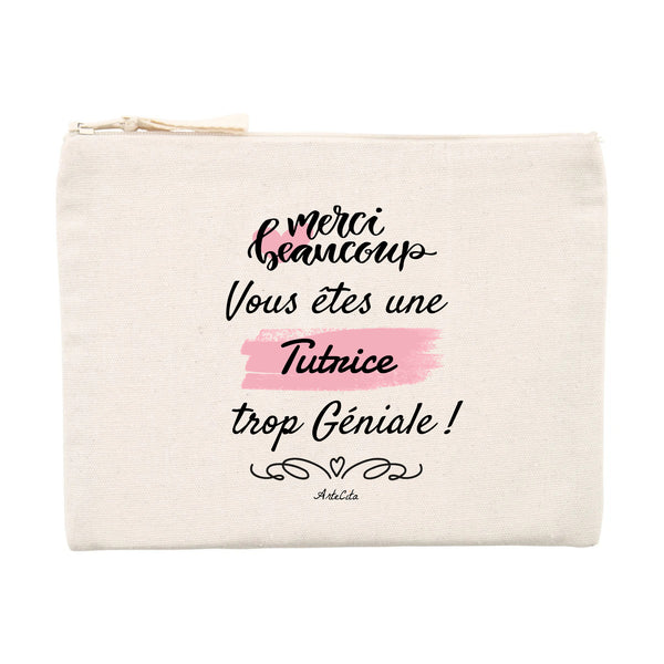 Pochette - Merci Tutrice - Matières recyclées - Cadeau Durable - Cadeau Personnalisable - Cadeaux-Positifs.com -Unique-Beige-