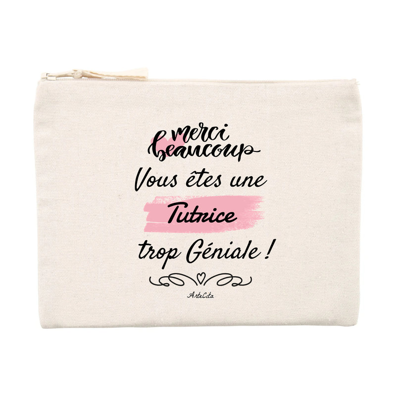 Cadeau anniversaire : Pochette - Merci Tutrice - Matières recyclées - Cadeau Durable - Cadeau Personnalisable - Cadeaux-Positifs.com -Unique-Beige-