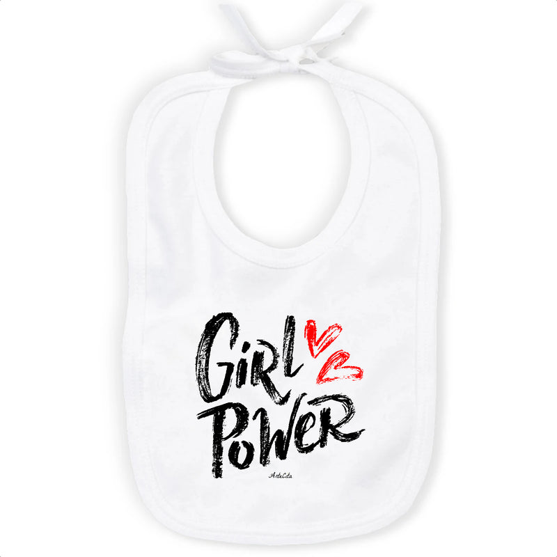 Cadeau anniversaire : Bavoir - Girl Power - Coton Bio - Cadeau Original - Cadeau Personnalisable - Cadeaux-Positifs.com -Unique-Blanc-