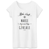 T-Shirt - Marie est trop Géniale - Coton Bio - Cadeau Original - Cadeau Personnalisable - Cadeaux-Positifs.com -XS-Blanc-