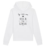 Sweat à Capuche - Un Voisin trop Génial - Coton Bio - Cadeau Original - Cadeau Personnalisable - Cadeaux-Positifs.com -XS-Blanc-