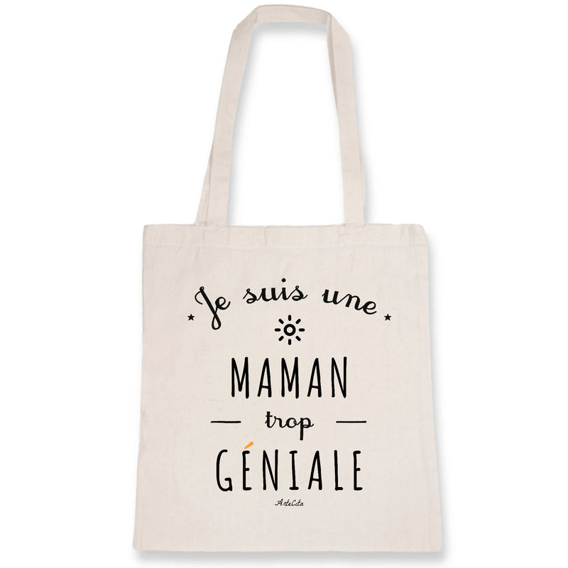 Cadeau anniversaire : Tote Bag - Une Maman trop Géniale - Coton Bio - Cadeau Original - Cadeau Personnalisable - Cadeaux-Positifs.com -Unique-Blanc-