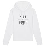 Sweat à Capuche - Papa Poule - Coton Bio - 2 Coloris - Cadeau Original - Cadeau Personnalisable - Cadeaux-Positifs.com -XS-Blanc-