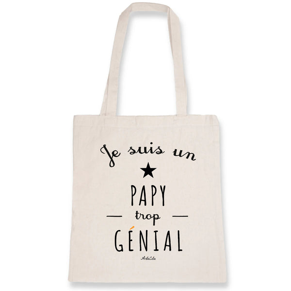 Tote Bag - Un Papy trop Génial - Coton Bio - Cadeau Original - Cadeau Personnalisable - Cadeaux-Positifs.com -Unique-Blanc-