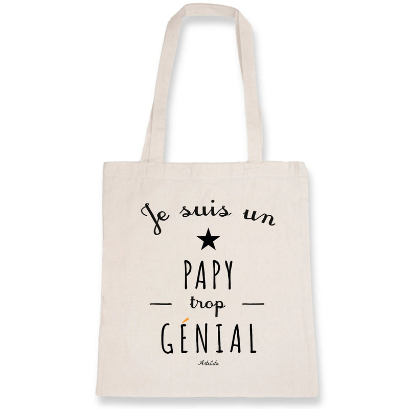 Cadeau anniversaire : Tote Bag - Un Papy trop Génial - Coton Bio - Cadeau Original - Cadeau Personnalisable - Cadeaux-Positifs.com -Unique-Blanc-