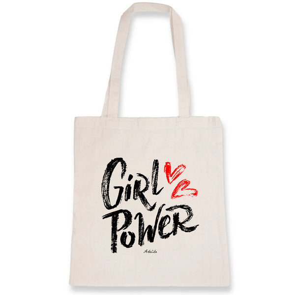 Tote Bag - Girl Power (Coeur) - Coton Bio - Cadeau Original - Cadeau Personnalisable - Cadeaux-Positifs.com -Unique-Blanc-