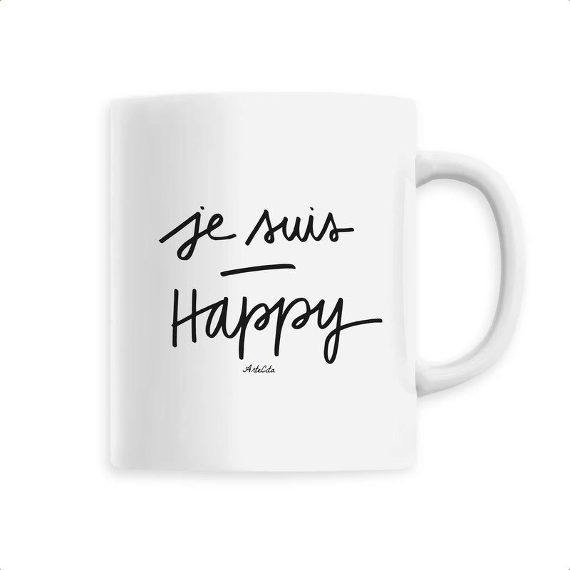 Cadeau anniversaire : Mug - Je Suis Happy - 6 Coloris - Cadeau Positif - Cadeau Personnalisable - Cadeaux-Positifs.com -Unique-Blanc-