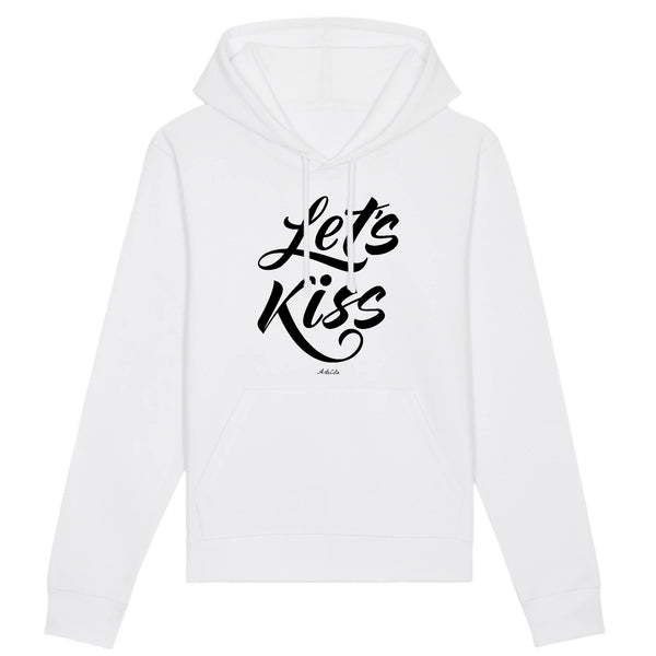 Sweat à capuche - Let's Kiss - Coton Bio - 3 Coloris - Cadeau Personnalisable - Cadeaux-Positifs.com -XS-Blanc-