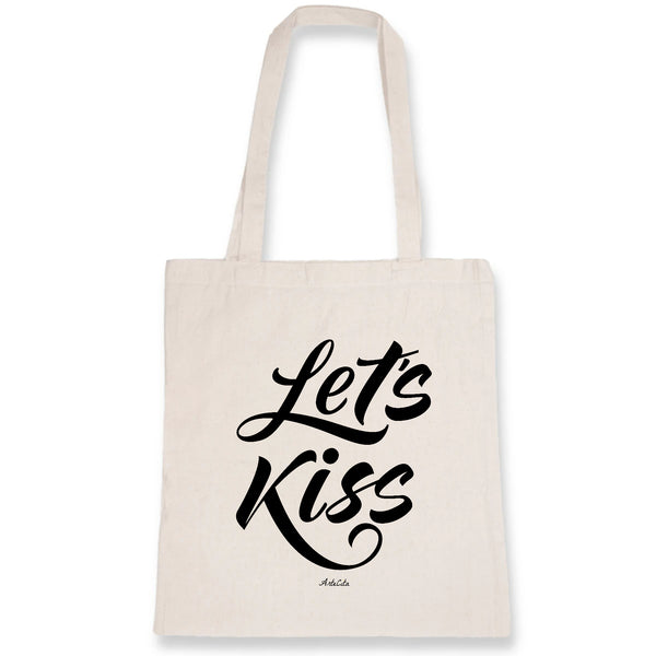 Tote Bag - Let's Kiss - 100% Coton Bio - Cadeau Personnalisable - Cadeaux-Positifs.com -Unique-Blanc-