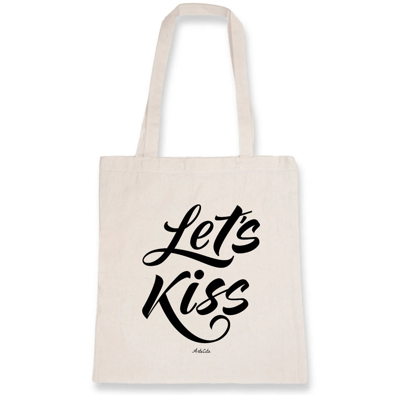 Cadeau anniversaire : Tote Bag - Let's Kiss - 100% Coton Bio - Cadeau Personnalisable - Cadeaux-Positifs.com -Unique-Blanc-
