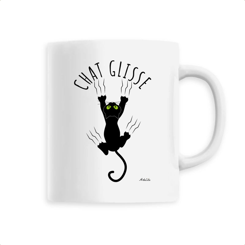 Cadeau anniversaire : Mug - Chat Glisse - 6 Coloris - Cadeau Original - Cadeau Personnalisable - Cadeaux-Positifs.com -Unique-Blanc-