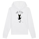 Sweat à capuche - Chat Glisse - Coton Bio - 3 Coloris - Cadeau Personnalisable - Cadeaux-Positifs.com -XS-Blanc-