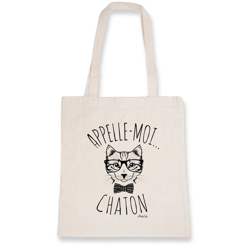 Cadeau anniversaire : Tote Bag - Appelle-moi Chaton - Coton Bio - Cadeau Original - Cadeau Personnalisable - Cadeaux-Positifs.com -Unique-Blanc-