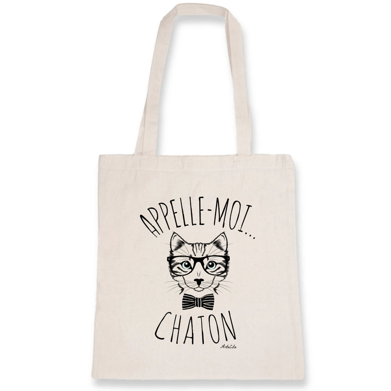 Cadeau anniversaire : Tote Bag - Appelle-moi Chaton - Coton Bio - Cadeau Original - Cadeau Personnalisable - Cadeaux-Positifs.com -Unique-Blanc-