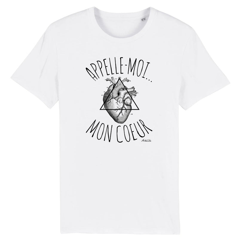 Cadeau anniversaire : T-Shirt - Appelle-moi mon Coeur - Coton Bio - Unisexe - Cadeau Original - Cadeau Personnalisable - Cadeaux-Positifs.com -XS-Blanc-