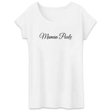 T-Shirt - Maman Poule (Cursif) - Coton Bio - Cadeau Original - Cadeau Personnalisable - Cadeaux-Positifs.com -XS-Blanc-