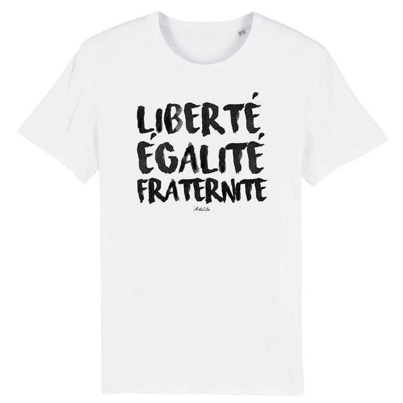 Cadeau anniversaire : T-Shirt - Liberté Egalité Fraternité - Unisexe - Coton Bio - Cadeau Original - Cadeau Personnalisable - Cadeaux-Positifs.com -XS-Blanc-