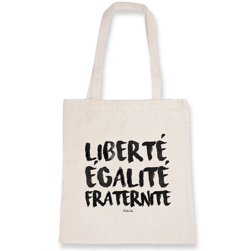 Cadeau anniversaire : Tote Bag - Liberté Egalité Fraternité - Coton Bio - Cadeau Original - Cadeau Personnalisable - Cadeaux-Positifs.com -Unique-Blanc-