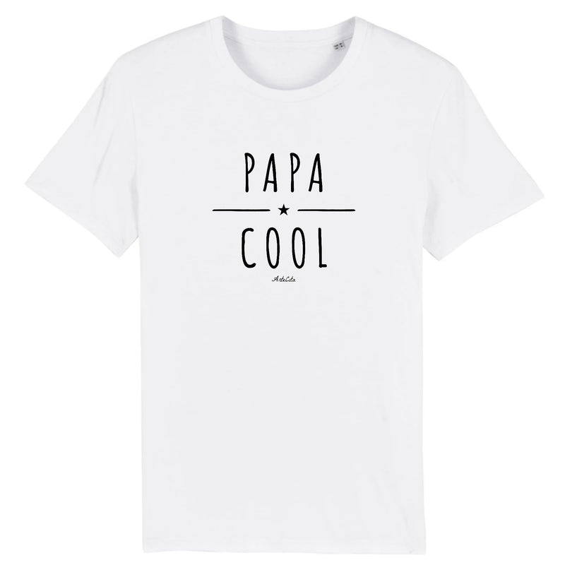 Cadeau anniversaire : T-Shirt - Papa Cool - Coton Bio - 2 Coloris - Cadeau Original - Cadeau Personnalisable - Cadeaux-Positifs.com -XS-Blanc-