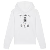 Sweat à Capuche - Un Père trop Génial - Coton Bio - Cadeau Original - Cadeau Personnalisable - Cadeaux-Positifs.com -XS-Blanc-