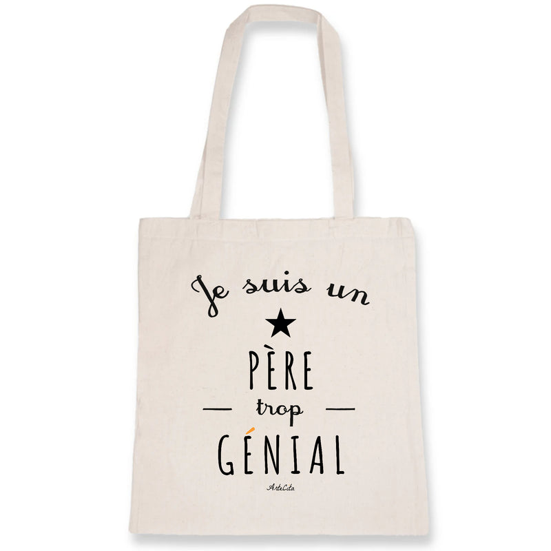 Cadeau anniversaire : Tote Bag - Un Père trop Génial - Coton Bio - Cadeau Original - Cadeau Personnalisable - Cadeaux-Positifs.com -Unique-Blanc-