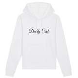 Sweat à Capuche - Daddy Cool (Cursif) - Coton Bio - Cadeau Original - Cadeau Personnalisable - Cadeaux-Positifs.com -XS-Blanc-