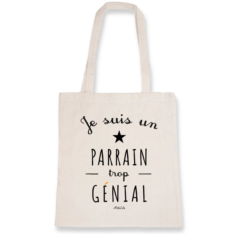 Cadeau anniversaire : Tote Bag - Un Parrain trop Génial - Coton Bio - Cadeau Original - Cadeau Personnalisable - Cadeaux-Positifs.com -Unique-Blanc-