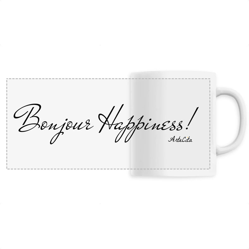 Cadeau anniversaire : Mug - Bonjour Happiness - 6 Coloris - Cadeau Original - Cadeau Personnalisable - Cadeaux-Positifs.com -Unique-Blanc-