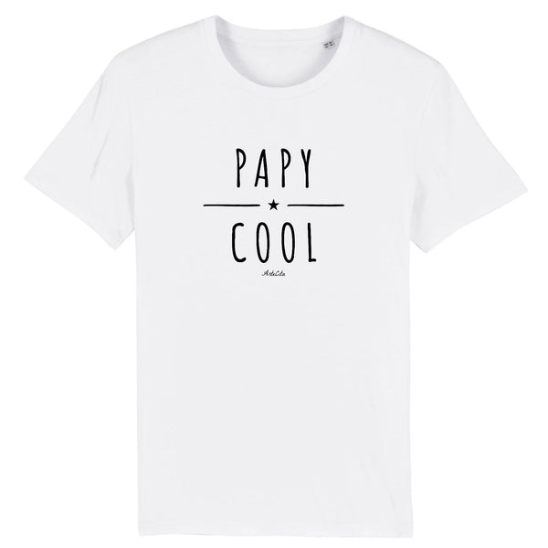 T-Shirt - Papy Cool - Coton Bio - 2 Coloris - Cadeau Original - Cadeau Personnalisable - Cadeaux-Positifs.com -XS-Blanc-