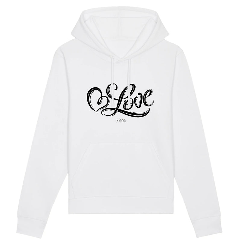 Cadeau anniversaire : Sweat à capuche - Love - Coton Bio - 2 Coloris - Cadeau Personnalisable - Cadeaux-Positifs.com -XS-Blanc-