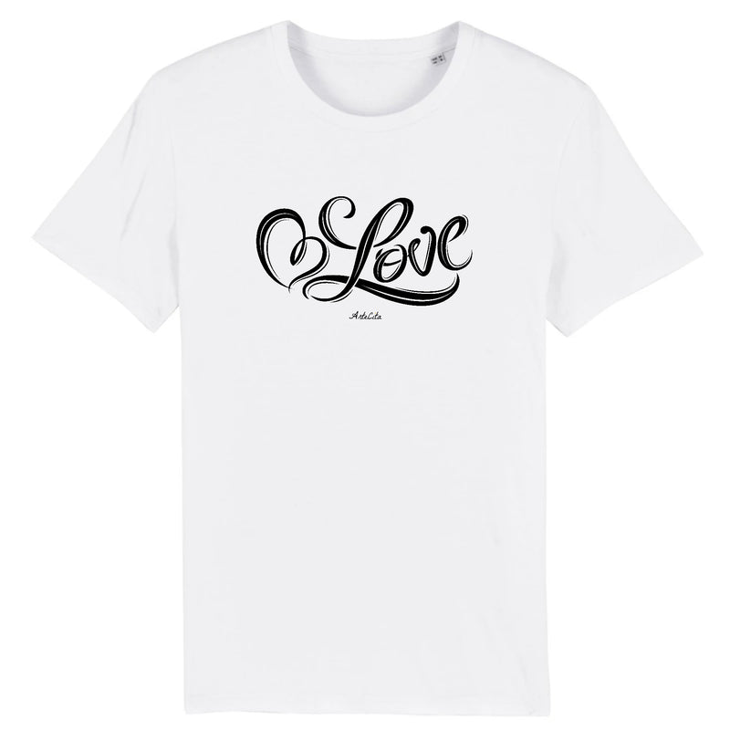 Cadeau anniversaire : T-Shirt - Love - Coton Bio - 5 Coloris - Cadeau Personnalisable - Cadeaux-Positifs.com -XS-Blanc-