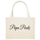 Grand Cabas - Papa Poule (Cursif) - Matières recyclées - Cadeau Original - Cadeau Personnalisable - Cadeaux-Positifs.com -Unique-Blanc-