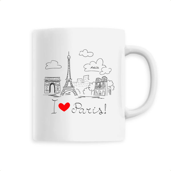Mug - I Love Paris - 6 Coloris - Cadeau Original - Cadeau Personnalisable - Cadeaux-Positifs.com -Unique-Blanc-