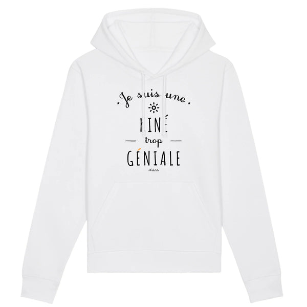 Sweat à Capuche - Une Kiné trop Géniale - Coton Bio - Cadeau Original - Cadeau Personnalisable - Cadeaux-Positifs.com -XS-Blanc-