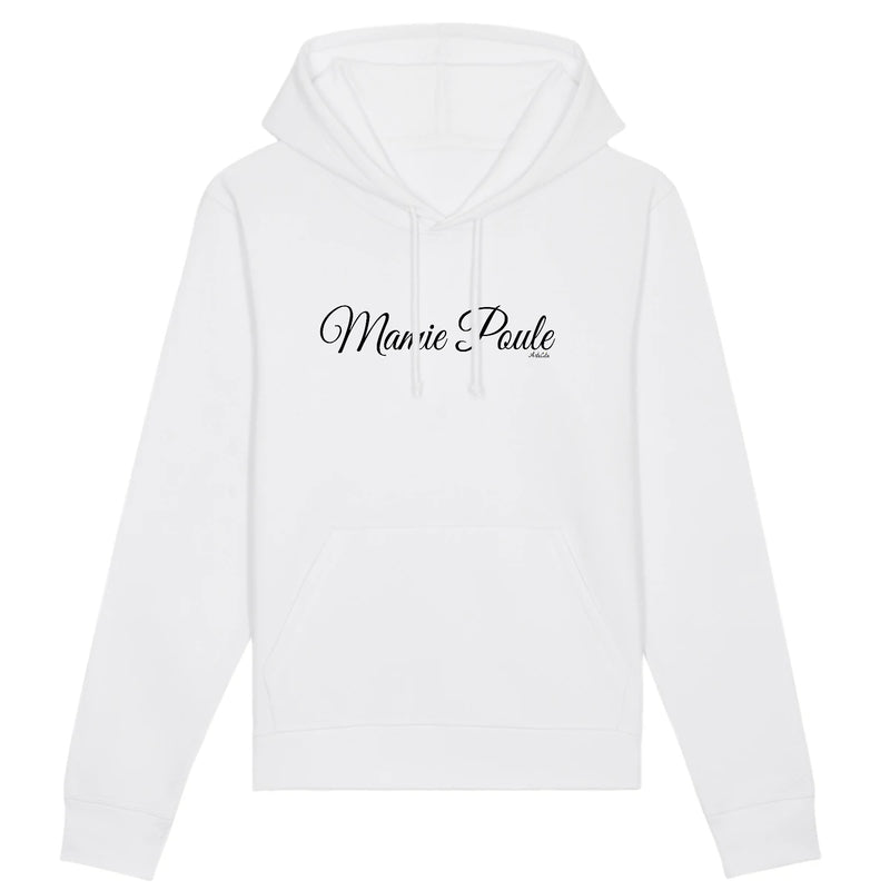 Cadeau anniversaire : Sweat à Capuche - Mamie Poule (Cursif) - Coton Bio - Cadeau Original - Cadeau Personnalisable - Cadeaux-Positifs.com -XS-Blanc-