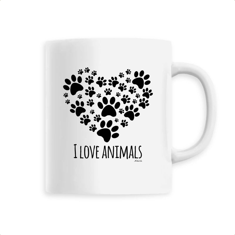 Cadeau anniversaire : Mug - I Love Animals - 6 Coloris - Cadeau Original - Cadeau Personnalisable - Cadeaux-Positifs.com -Unique-Blanc-