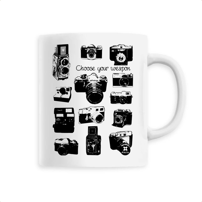 Cadeau anniversaire : Mug - Appareils Photo Vintage / Choose your Weapon - 6 Coloris - Cadeau Personnalisable - Cadeaux-Positifs.com -Unique-Blanc-