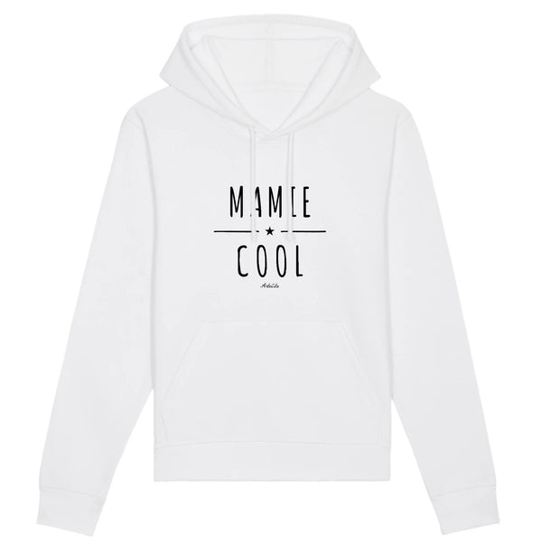 Sweat à Capuche - Mamie Cool - Coton Bio - 2 Coloris - Cadeau Original - Cadeau Personnalisable - Cadeaux-Positifs.com -XS-Blanc-
